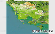 Physical Panoramic Map of Koh Kong, satellite outside