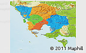 Political Panoramic Map of Koh Kong, physical outside