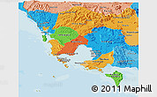 Political Panoramic Map of Koh Kong, political shades outside
