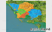 Political Panoramic Map of Koh Kong, satellite outside