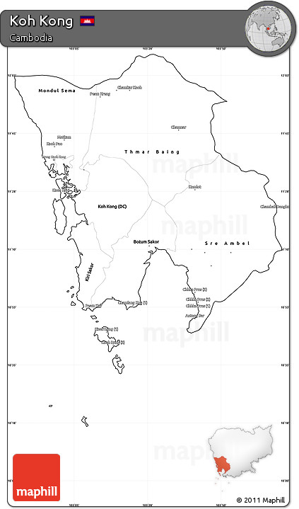 Blank Simple Map of Koh Kong, cropped outside