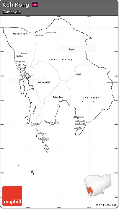 Blank Simple Map of Koh Kong, cropped outside
