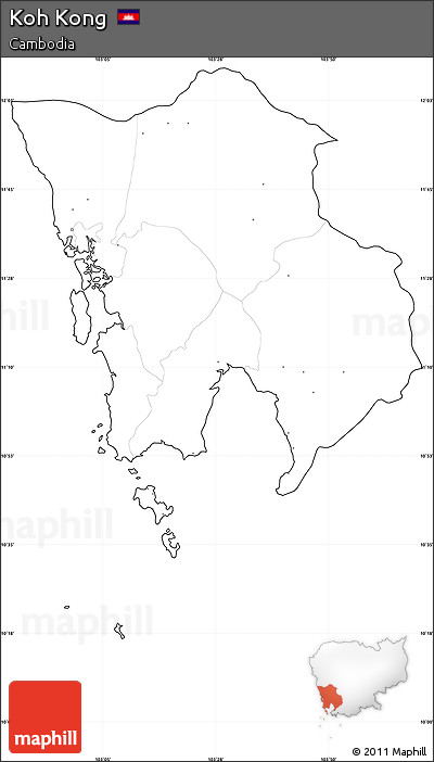 Blank Simple Map of Koh Kong, cropped outside, no labels