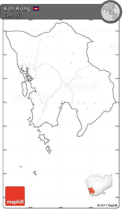 Blank Simple Map of Koh Kong, cropped outside, no labels