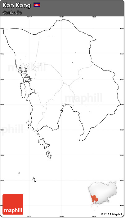 Blank Simple Map of Koh Kong, cropped outside, no labels