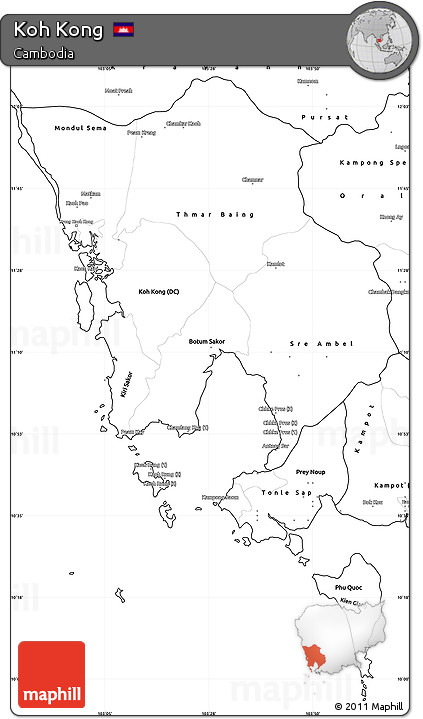 Blank Simple Map of Koh Kong