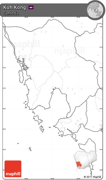 Blank Simple Map of Koh Kong, no labels