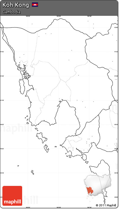 Blank Simple Map of Koh Kong, no labels