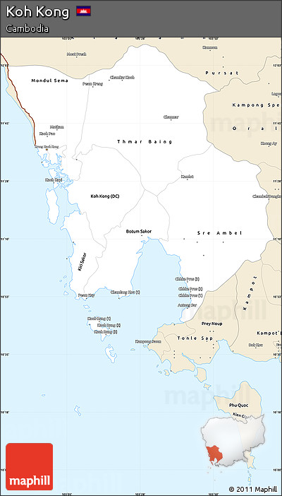 Classic Style Simple Map of Koh Kong