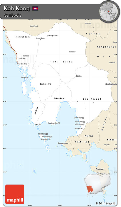 Classic Style Simple Map of Koh Kong