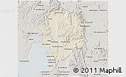 Shaded Relief 3D Map of Sre Ambel, semi-desaturated