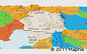 Shaded Relief Panoramic Map of Sre Ambel, political outside