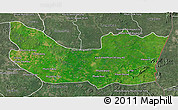 Satellite 3D Map of Koh Nhek, semi-desaturated