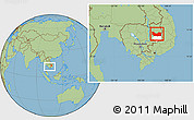 Savanna Style Location Map of Koh Nhek, highlighted parent region, within the entire country