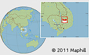 Savanna Style Location Map of Koh Nhek, highlighted parent region