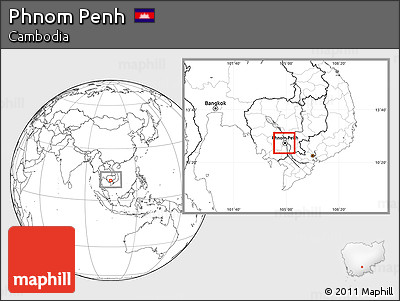 Blank Location Map of Phnom Penh, within the entire country