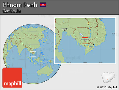 Savanna Style Location Map of Phnom Penh