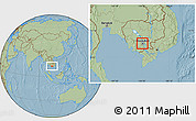 Savanna Style Location Map of Phnom Penh, hill shading