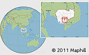 Savanna Style Location Map of Phnom Penh (PC), highlighted country, highlighted parent region
