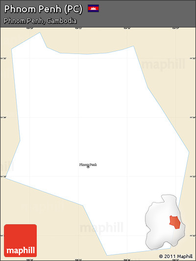 Classic Style Simple Map of Phnom Penh (PC), single color outside