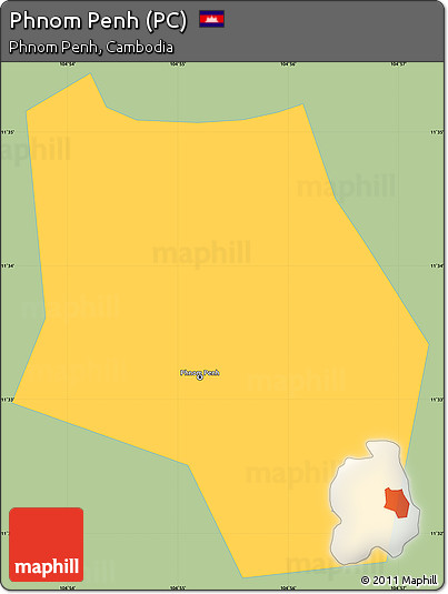 Savanna Style Simple Map of Phnom Penh (PC), single color outside