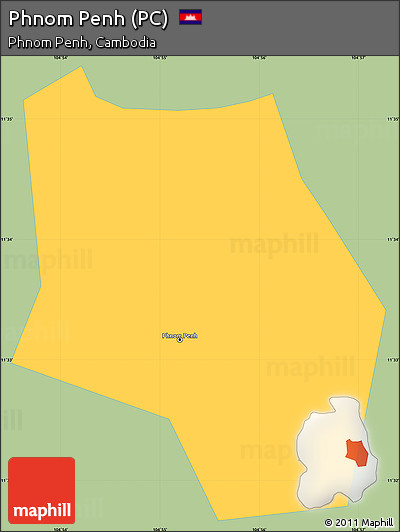 Savanna Style Simple Map of Phnom Penh (PC), single color outside