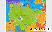 Physical 3D Map of Preah Vihear, political outside