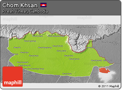 Physical 3D Map of Chom Khsan, desaturated