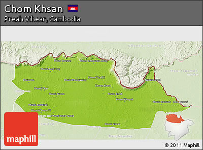 Physical 3D Map of Chom Khsan, lighten