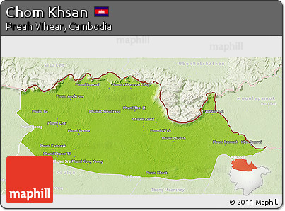 Physical 3D Map of Chom Khsan, lighten