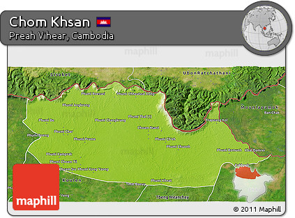 Physical 3D Map of Chom Khsan, satellite outside