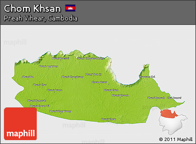 Physical 3D Map of Chom Khsan, single color outside