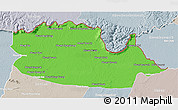 Political 3D Map of Chom Khsan, lighten, semi-desaturated
