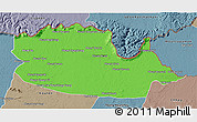 Political 3D Map of Chom Khsan, semi-desaturated