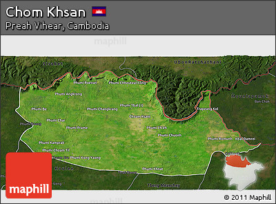 Satellite 3D Map of Chom Khsan, darken