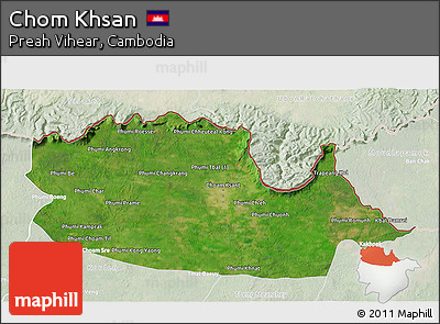 Satellite 3D Map of Chom Khsan, lighten