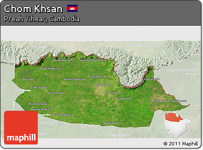 Satellite 3D Map of Chom Khsan, lighten