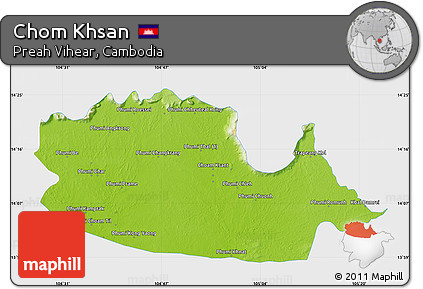 Physical Map of Chom Khsan, single color outside