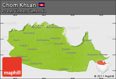 Physical Map of Chom Khsan, single color outside