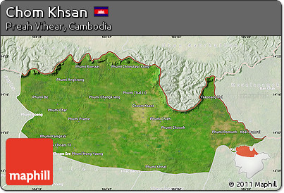Satellite Map of Chom Khsan, lighten