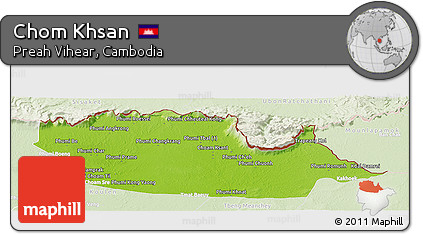 Physical Panoramic Map of Chom Khsan, lighten