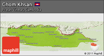 Physical Panoramic Map of Chom Khsan, lighten