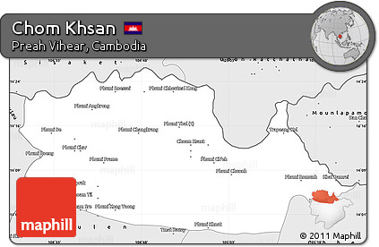 Silver Style Simple Map of Chom Khsan