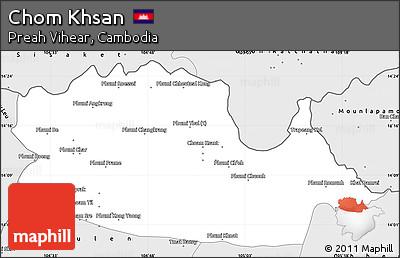 Silver Style Simple Map of Chom Khsan