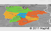 Political Panoramic Map of Preah Vihear, desaturated