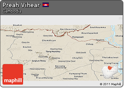 Shaded Relief Panoramic Map of Preah Vihear