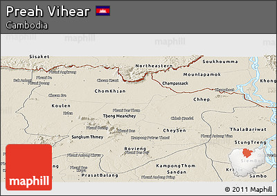 Shaded Relief Panoramic Map of Preah Vihear