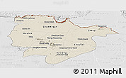 Shaded Relief Panoramic Map of Preah Vihear, lighten, desaturated