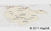 Shaded Relief Panoramic Map of Preah Vihear, lighten, semi-desaturated