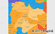 Political Shades Simple Map of Preah Vihear, political outside